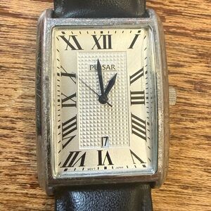 Vintage Rectangular Pulsar Silver Watch